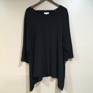 Calvin Klein Womens 3X Black Tunic Top Boatneck Office Work Whimsigoth Witchy
